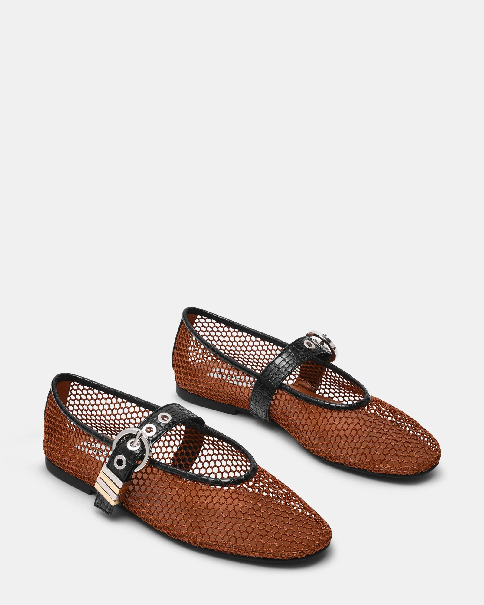 Lucia Mesh Ballerina Cognac Nero - Image 2